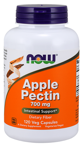 NOW Apple Pectin 700mg 120 Veg Caps. What is Apple Pectin?  Apple Pectin is a watersoluble fibre which has a gel-forming effect when mixed with water. It is a carbohydrate extracted from fruit and vegetables with some of the highest concentrations are in the skins, seeds and cores. As a dietary fibre, Apple Pectin may be helpful in supporting good intestinal health.