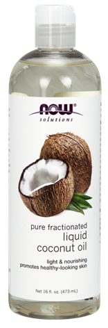 NOW Coconut Oil, Liquid Pure Fractionated (Cosmetic) 473ml. What is Liquid Coconut Oil?   NOW® Solutions Liquid Coconut Oil is a versatile cosmetic oil that's pleasingly light and easily absorbed for comprehensive moisturization without clogged pores.
