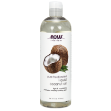 NOW Coconut Oil, Liquid Pure Fractionated (Cosmetic) 473ml. What is Liquid Coconut Oil?   NOW® Solutions Liquid Coconut Oil is a versatile cosmetic oil that's pleasingly light and easily absorbed for comprehensive moisturization without clogged pores.