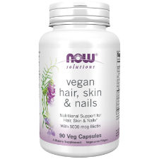 NOW Hair, Skin & Nails (Vegan) 90 Veg Caps. What is Hair, Skin Nails Capsules?  NOW® Solutions Vegan Hair, Skin & Nails works at the cellular level to promote natural beauty from within. This completely vegan formula offers the amino acids and minerals that are essential for the production of collagen and keratin, which are the main structural components of hair, skin, and nails.