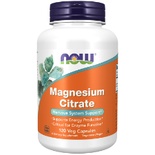 NOW Magnesium Citrate 120 Veg Caps. What is Magnesium Citrate?  Magnesium is a mineral that is critical for energy production and metabolism, muscle contraction, nerve impulse transmission, and bone mineralization.  It is a required cofactor for an estimated 300 enzymes.