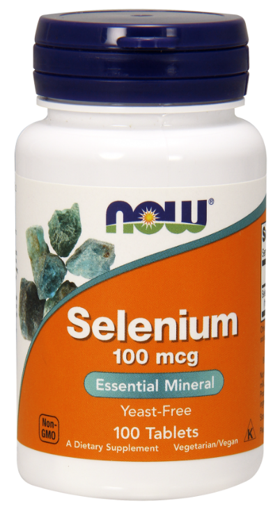 NOW Selenium 100mcg 100 Tablets What is Selenium?  Selenium is an essential trace mineral that is found naturally in Brazil nuts, organ meats, seafood, and wheat germ.  HEALTH BENEFITS:   Antioxidant protection Supports immune health Yeast Free