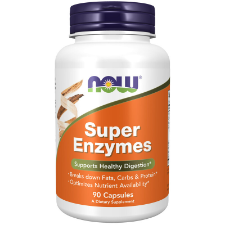 NOW Super Enzymes 90 Veg Caps. What are Super Enzymes?  NOW® Super Enzymes is a comprehensive blend of enzymes that supports healthy digestion.  Formulated with Bromelain, Ox Bile, Pancreatin and Papain, Super Enzymes helps to optimize the breakdown of fats, carbohydrates and protein.