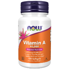NOW Vitamin A 10,000 IU 100 Soft Gels Vitamin A is essential for the maintenance of healthy epithelial tissue, which is found in the eyes, skin, respiratory system, GI and urinary tracts.  HEALTH BENEFITS:  10,000 IU from Fish Oil Necessary for Maintenance of Eye Health Support for Healthy Immune Function