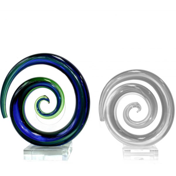 Kaku Koru Spiral Glass Medium 200mm Base Size: 4 x 6 x 6 cm SKU:NZZ81-23418