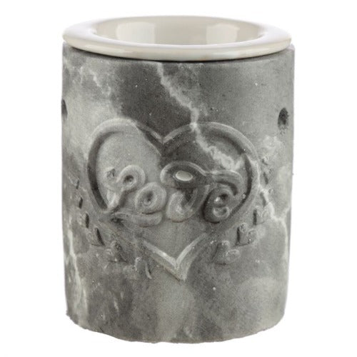 Eden Embossed Love Heart Concrete and Ceramic Oil - Stone