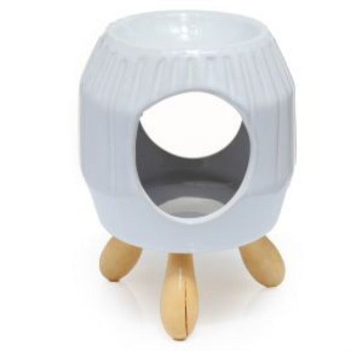 Eden White Abstract Ridged Ceramic Oil Burner with feet