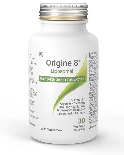 Origine 8 – Liposomal 30 Veg Caps. What is origine 8?  A group of scientists and medical experts working with the latest extraction and absorption technology with a keen interest in food and natural substances focused their energy on green tea.