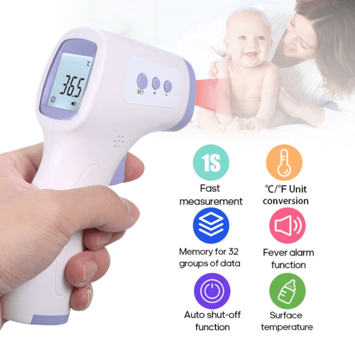 MULTIFUNCTION DIGITAL THERMOMETER The Non-Contact IR Thermometer is perfect for screening people for potentially elevated body temperature. It’s specially designed to take the temperature of a baby or an adult by applying it to the forehead without any physical contact