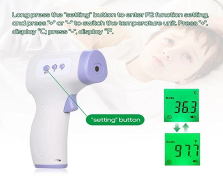 MULTIFUNCTION DIGITAL THERMOMETER The Non-Contact IR Thermometer is perfect for screening people for potentially elevated body temperature. It’s specially designed to take the temperature of a baby or an adult by applying it to the forehead without any physical contact