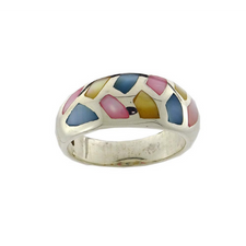 Coro Jewellery Ring Mixed Colour Shell Inlays Medium SKU: RMC100M