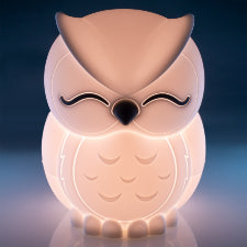 Lil Dreamers Owl Soft Touch LED Light Adorable sleeping owl LED touch lamp Activate and adjust 6 levels of brightness with just a touch Soft silicone casing with efficient LED bulb Rechargeable battery with included charging cord Lithium not replaceable LED bulb not replaceable SKU: RS-LTL/O