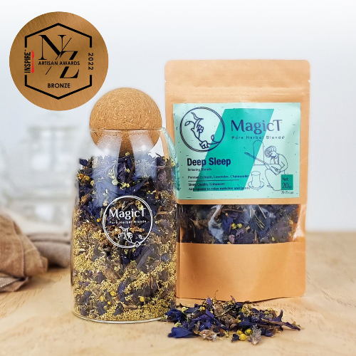 MagicT - Relax - Deep Sleep 20g Pouch 1st Stop, Marshall's Health Shop! Blend of Persian Echium, Chamomile and Lavender Mellow-sweet blend of tranquil and comforting herb blend that makes you ready to fall asleep when bedtime rolls around. Lavender in this blend comes from one of the best traditional Lavender farms in the southwestern part of Turkey, with a moderately dry climate and full sun.