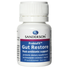 SANDERSON Gut Restore 14 Chewable Tablets Probiotics are ‘good’ bacteria, living organisms, that scientific trials indicate confer a health benefit on the body by improving intestinal microbial balance and so inhibiting pathogens or toxin producing bacteria. Probiotics are found in some foods like yoghurt or fermented milk, and in dietary supplements generally as tablets, powders or capsule