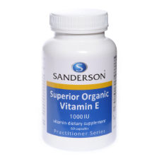 SANDERSON Superior Organic Vitamin E 1000iu 60 Softgels Vitamin E is a term that refers to a group of compounds called tocopherols, which occur in four major forms: alpha, beta, delta and gamma-tocopherols. SANDERSON™ Vitamin E 1000iu is a mixed tocopherol complex which is closest to nature.