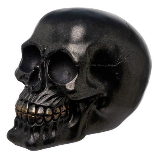 Metallic Black Skull Decoration