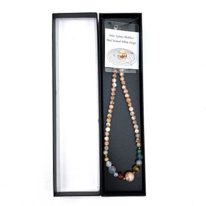 Solar System Necklace Red Veined White Onyx