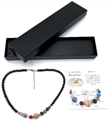 Solar System Necklace Blue Goldstone