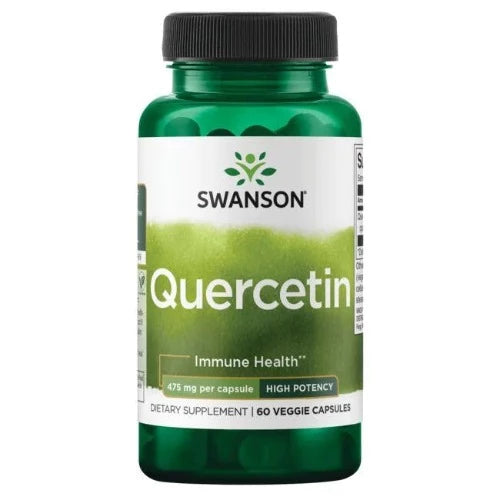 Swanson Quercetin High Potency 475mg 60 Veg Capsules 1st Stop, Marshall's Health Shop!  Fortify the antioxidant defenses for your cardiovascular system and your whole body with the free radical fighting power of Swanson Quercetin. An antioxidant flavonoid found in onions, apples, green tea and other plant sources, quercetin delivers valuable free-radical protection for blood vessels and other vital tissues throughout the body.