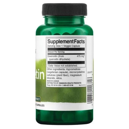Swanson Quercetin High Potency 475mg 60 Veg Capsules 1st Stop, Marshall's Health Shop!  Fortify the antioxidant defenses for your cardiovascular system and your whole body with the free radical fighting power of Swanson Quercetin. An antioxidant flavonoid found in onions, apples, green tea and other plant sources, quercetin delivers valuable free-radical protection for blood vessels and other vital tissues throughout the body.