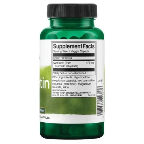 Swanson Quercetin High Potency 475mg 60 Veg Capsules 1st Stop, Marshall's Health Shop! Fortify the antioxidant defenses for your cardiovascular system and your whole body with the free radical fighting power of Swanson Quercetin. An antioxidant flavonoid found in onions, apples, green tea and other plant sources, quercetin delivers valuable free-radical protection for blood vessels and other vital tissues throughout the body.