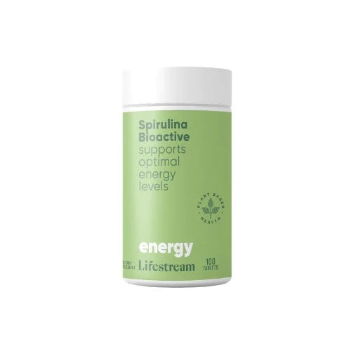 Lifestream Spirulina Bioactive 100 Tablets The natural multi – full of superfood nutrition for low energy levels. Are you run down or exhausted? Do you have a busy or stressful lifestyle? Are you iron deficient? Or perhaps you are just seeking longer lasting energy?! Our Spirulina Bioactive will help!
