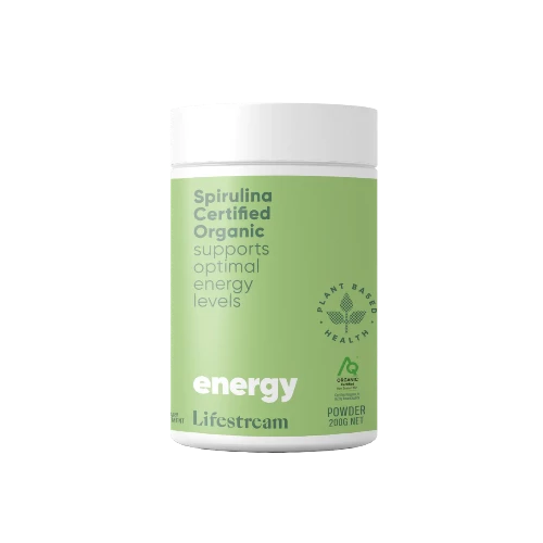 Lifestream Spirulina Certified Organic 200g Powder The organic superfood for everyday support and low energy levels. Are you looking for everyday support for feeling good? Or to simply top up your low energy levels? Our Organic Spirulina (FKA Spirulina Boost) is a fantastic superfood solution, grown away from pollution in pure mineral-rich water, so you can feel confident you're getting only the natural goodness of spirulina