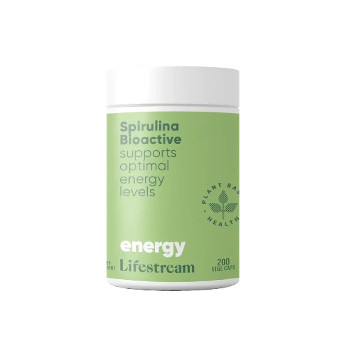 Lifestream Spirulina Bioactive 200 VegeCaps The natural multi – full of superfood nutrition for low energy levels. Are you run down or exhausted? Do you have a busy or stressful lifestyle? Are you iron deficient? Or perhaps you are just seeking longer lasting energy?! Our Spirulina Bioactive will help!