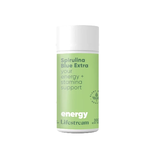 Lifestream Spirulina Blue Extra 300 Mini Tablets For extra immune and recovery support. Feeling tired? Are you lacking in iron and vitamin B12? Perhaps you’re super active or maybe just stressed from having too much on? Great news! We have created the perfect supplement for you with our Spirulina Blue Extra!