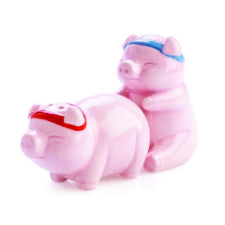 Flavour Mates Rude Pigs Salt & Pepper Set Cheeky salt and pepper shakers shaped like a pair of pigs One pig wears a blue headband, the other wears a red headband Shaped to fit together in a naughty position that piggies love! Or they can stand side by side Hand wash only – not dishwasher safe 12.6(L) x 5.2(W) x 7.8(H) cm SKU: TJ-SP/RP