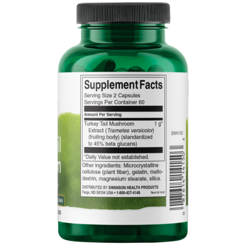 SWANSON Turkey Tail Mushroom 500mg, 120 Capsules 1st Stop, Marshall's Health Shop! About Turkey Tail Mushrooms Strengthen your body's defenses at the most fundamental level with the protective power of Turkey Tail Mushroom. Traditional Chinese and Japanese herbalists have treasured Turkey Tail Mushroom as a powerful tonic for the immune system and healthy liver function.