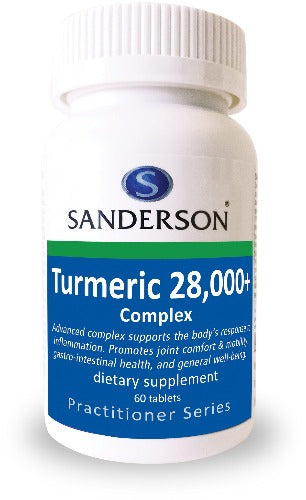 SANDERSON Turmeric 28,000+ 60 Tablets Turmeric is a spice that has traditional usage for health dating back nearly 4000 years, but it is commonly known for its use in Indian cuisine where it is primarily associated with curry. It has various names such as golden spice and Indian saffron (unrelated to crocus sativa, or true saffron). Turmeric is a product of Curcuma longa, a plant belonging to the ginger family.