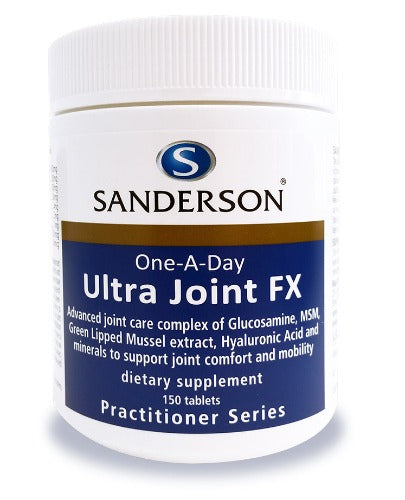 Sanderson Ultra Joint FX is a potent joint care complex in a single daily tablet. This advanced formulation is designed to support the maintenance of healthy joint and bone tissue, and support comfort and mobility. Each Ultra Joint FX tablet contains 1500mg Glucosamine the research proven dose to support healthy joint cartilage. 