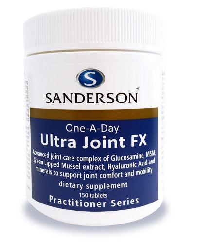 Sanderson Ultra Joint FX is a potent joint care complex in a single daily tablet. This advanced formulation is designed to support the maintenance of healthy joint and bone tissue, and support comfort and mobility. Each Ultra Joint FX tablet contains 1500mg Glucosamine the research proven dose to support healthy joint cartilage.