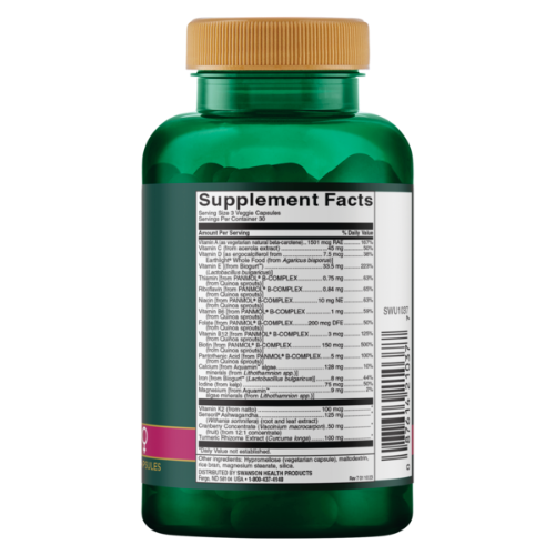 SWANSON Women's Daily Multi 90 Veg Capsules 1st Stop, Marshall's Health Shop! What is Swanson Womens Daily Multi? Health is important to you. It’s not only about getting the perfect amount of vitamins and minerals to support your daily lifestyle, but it’s knowing that what you’re putting in your body came from the absolute best sources.