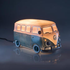 Blue Metal Look Combi Table Lamp Metal look exterior with blue and white colouring Combination of polyresin and fibreglass makes for a smooth and shiny surface that makes a soft glow when lit Perfect for collectors of 1960’s memorabilia or Kombi fans
