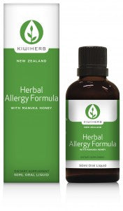 KIWIHERB Herbal Allergy Formula 100ml Herbal Allergy Formula helps balance the immune response, address underlying allergies, and helps soothe and clear the eyes and nose.  A high potency and fast acting formulation containing Baical Skullcap and Rehmania, two Chinese herbs with a long history of use in Traditional Chinese Medicine for the treatment of allergies, along with Eyebright to help reduce over-secretion of mucus in the respiratory tract. Naturally sweetened with Manuka Honey.