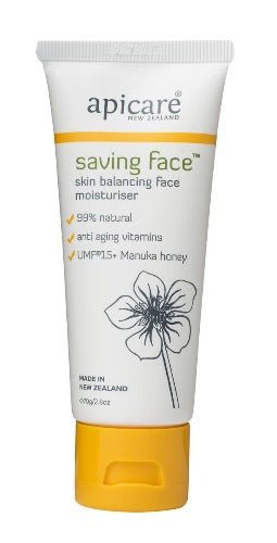 Apicare Saving Face Skin Balancing Face Moisturiser 70g - 1st Stop Marshall's Health Shop, Gift Shop! - Heath and Natural Therapy New Brighton Christchurch - Naturopath