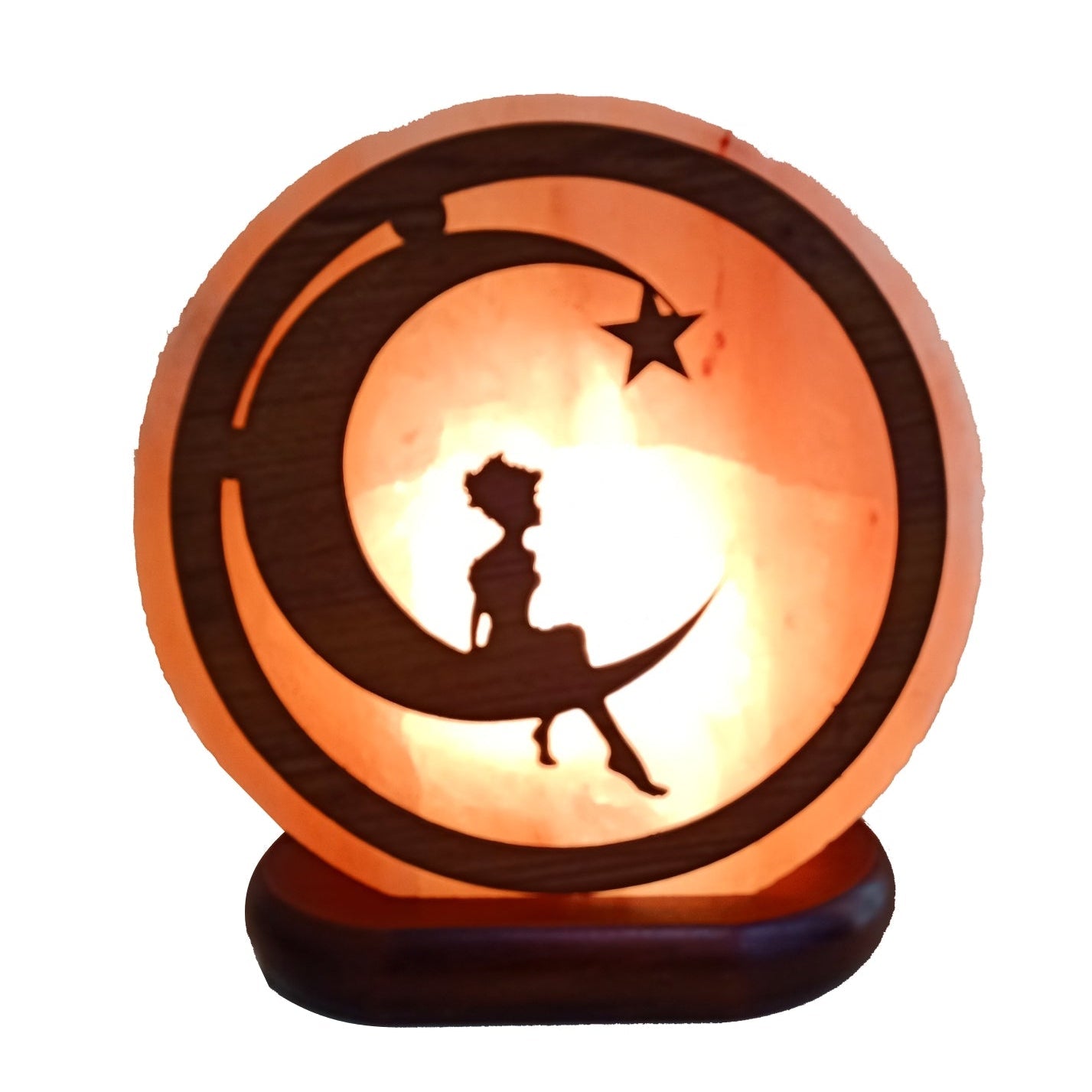 Himalayan Salt Lamp Moon design Authentic Himalayan Salt Lamp. Each item comes with an electric cable and a bulb. Lamp Diameter 20cm Base Diameter 17cm SKU: 985M
