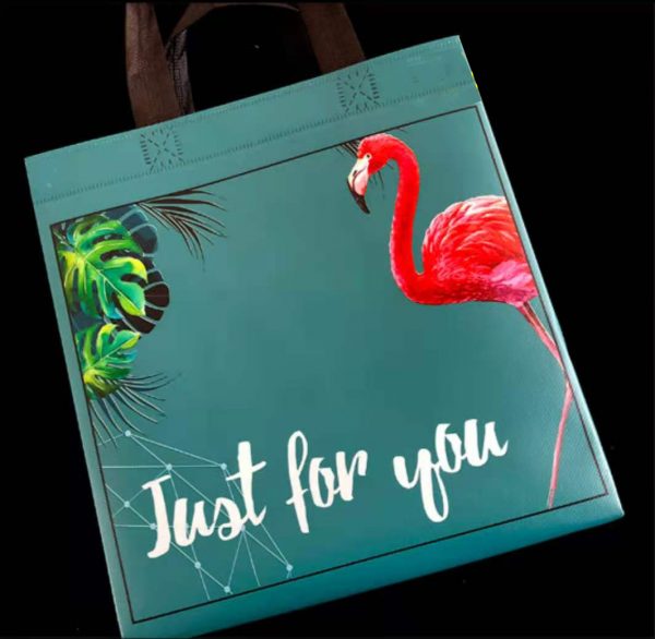 Kaku Reusable Shopping Bag Flamingo (Med) Polypropylene with Nonwoven Backing Size: 28(L) x 15 (W) x 25 cm (H) SKU:BA05-GM