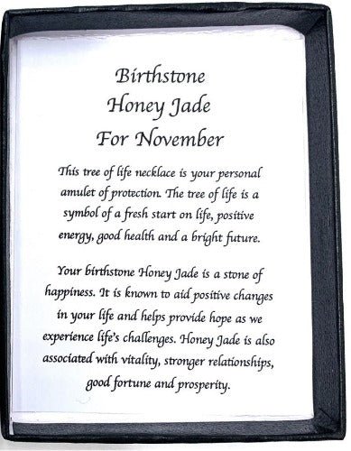 Birthstone Necklace Honey Jade November - 1st Stop Marshall's Health Shop, Gift Shop! - Heath and Natural Therapy New Brighton Christchurch - Naturopath
