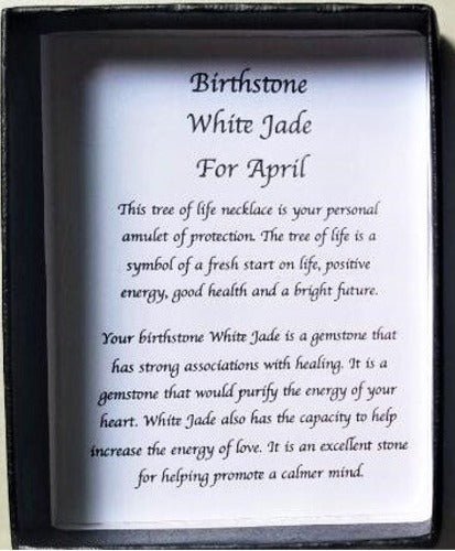 Birthstone Necklace White Jade April Length 70cm SKU: BN4