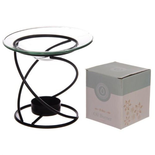 Black Thin Metal Spiral Oil and Wax Burner - 1st Stop Marshall's Health Shop, Gift Shop! - Heath and Natural Therapy New Brighton Christchurch - Naturopath