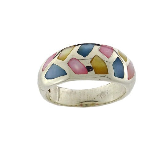 Coro Jewellery Ring Mixed Colour Shell Inlays Small Item Code: RMC100S