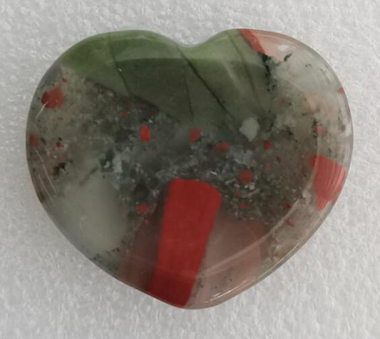 African Bloodstone Worry Stone Heart
