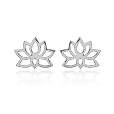 Coro Jewellery Earring Lotus Flower Sterling Silver Studs + E coat 8x10mm Item Code: ES177