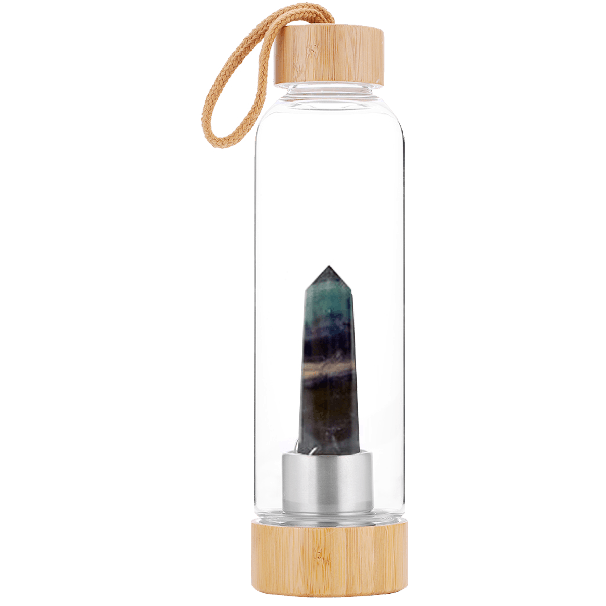 Drink Bottle with Crystal - Black Fluorite - MarshallsHealthShop