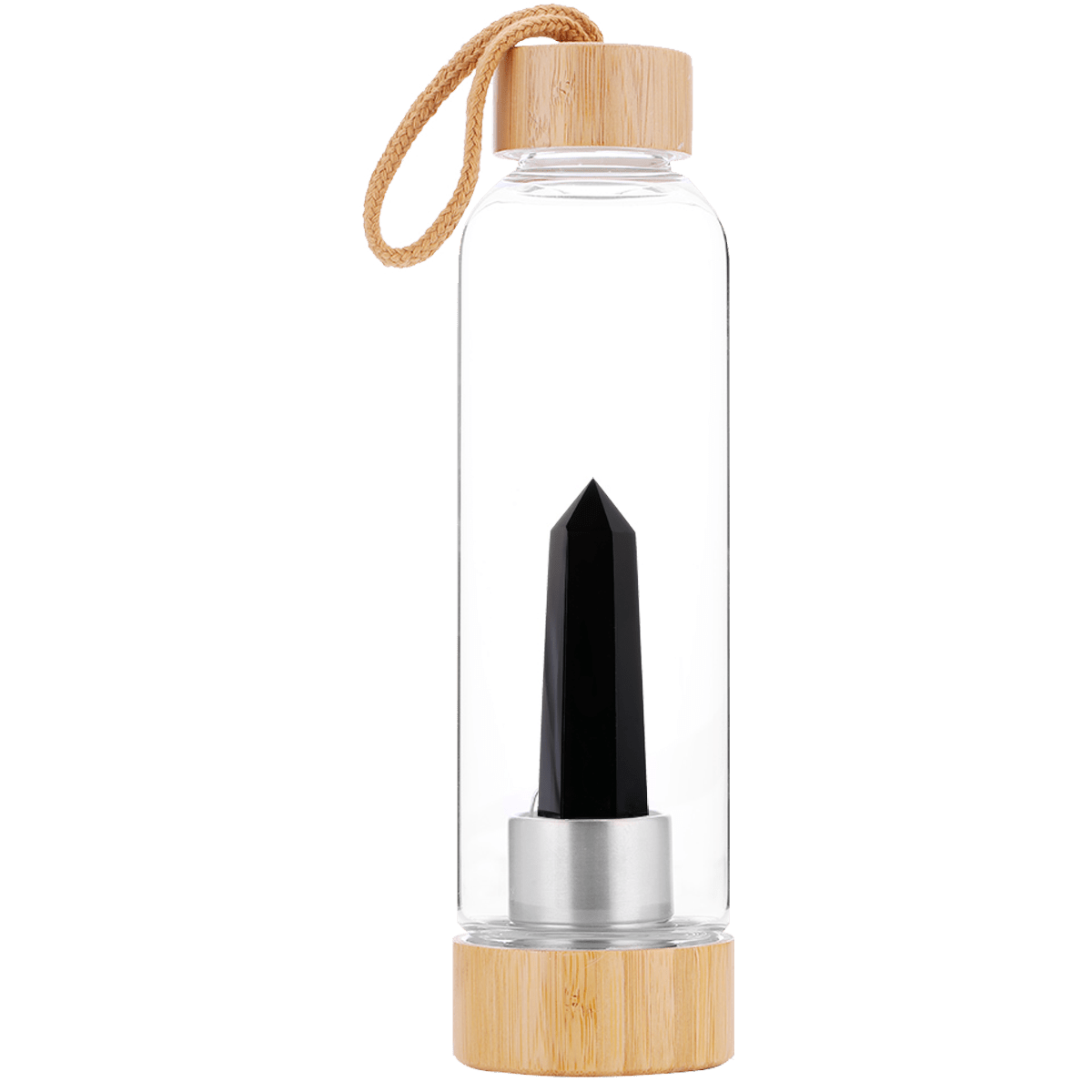 Drink Bottle with Crystal - Black Obsidian - MarshallsHealthShop