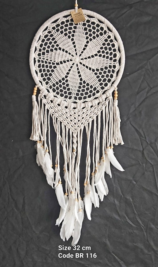 Dreamcatcher White Crochet Flower 32cm