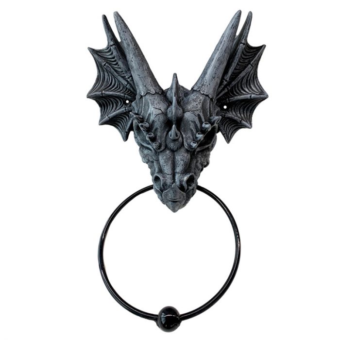 Shadows of Darkness Grey Dragon Skull Door Knocker